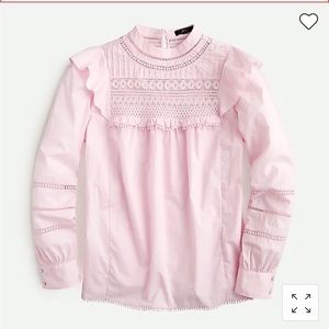 J. Crew Crocheted Lace Ruffle Top Size M